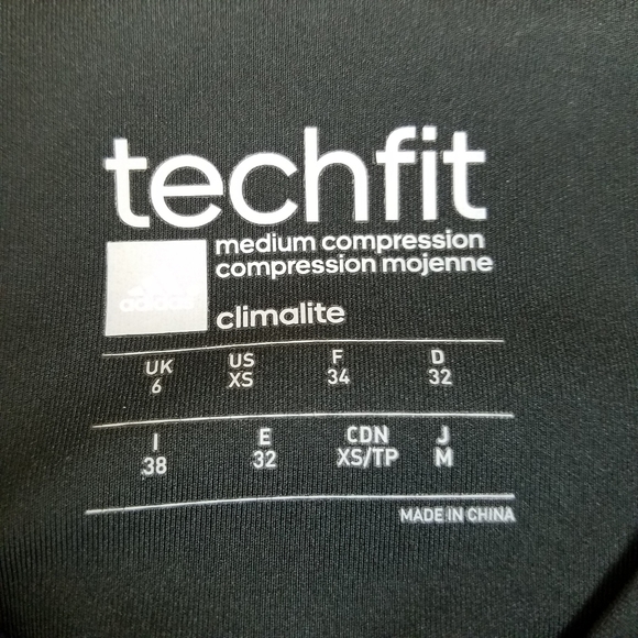 Adidas Black Blue Zebra Stripe Medium Rise Compression Leggings - Picture 7 of 9